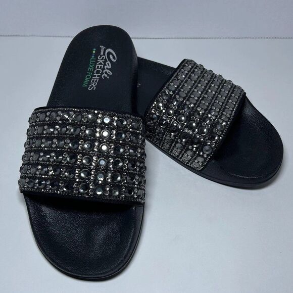 Skechers Shoes - Skechers Slide Sandal Shoes Women's Size 8 Black Cali Luxe Foam Rhinestone